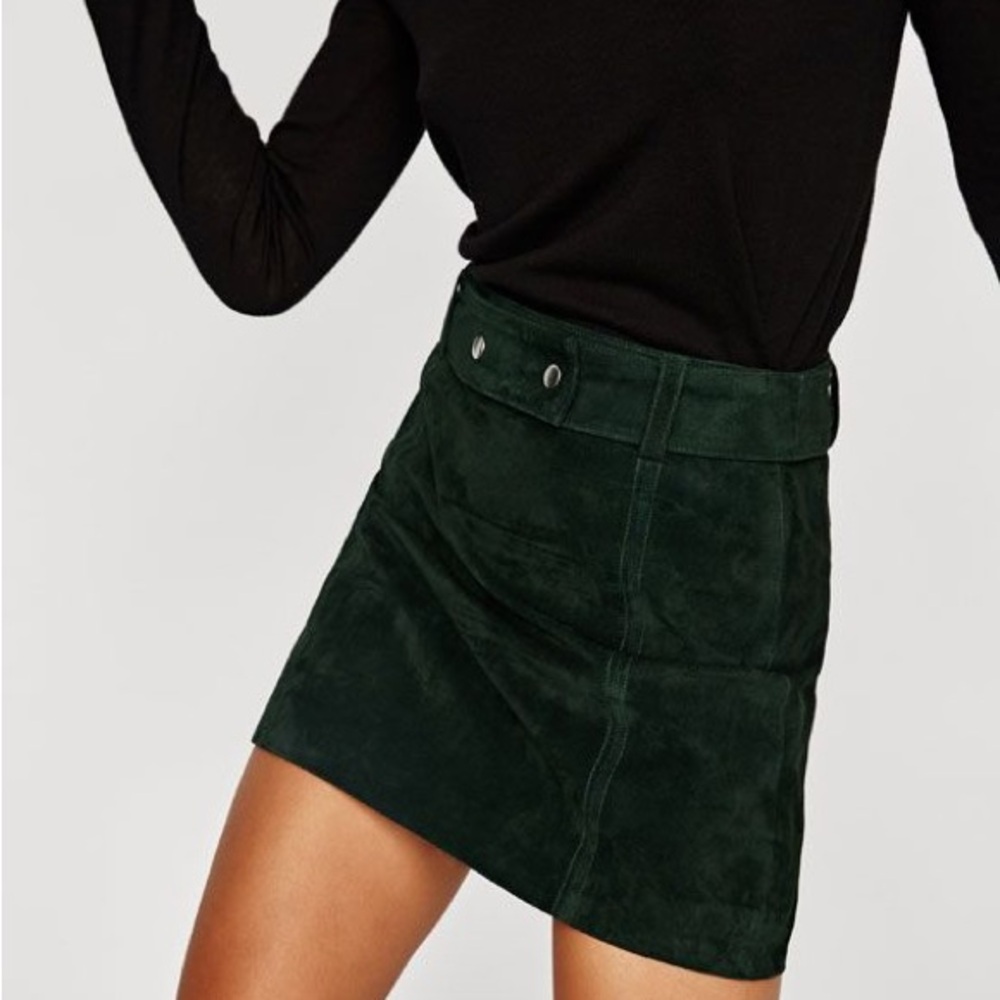 Zara Forest Green Suede Skirt